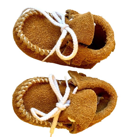 Genuine Buffalo Leather Baby Infant Moccasin Booties size 1 - 0-3 months NEW USA - Picture 11 of 16